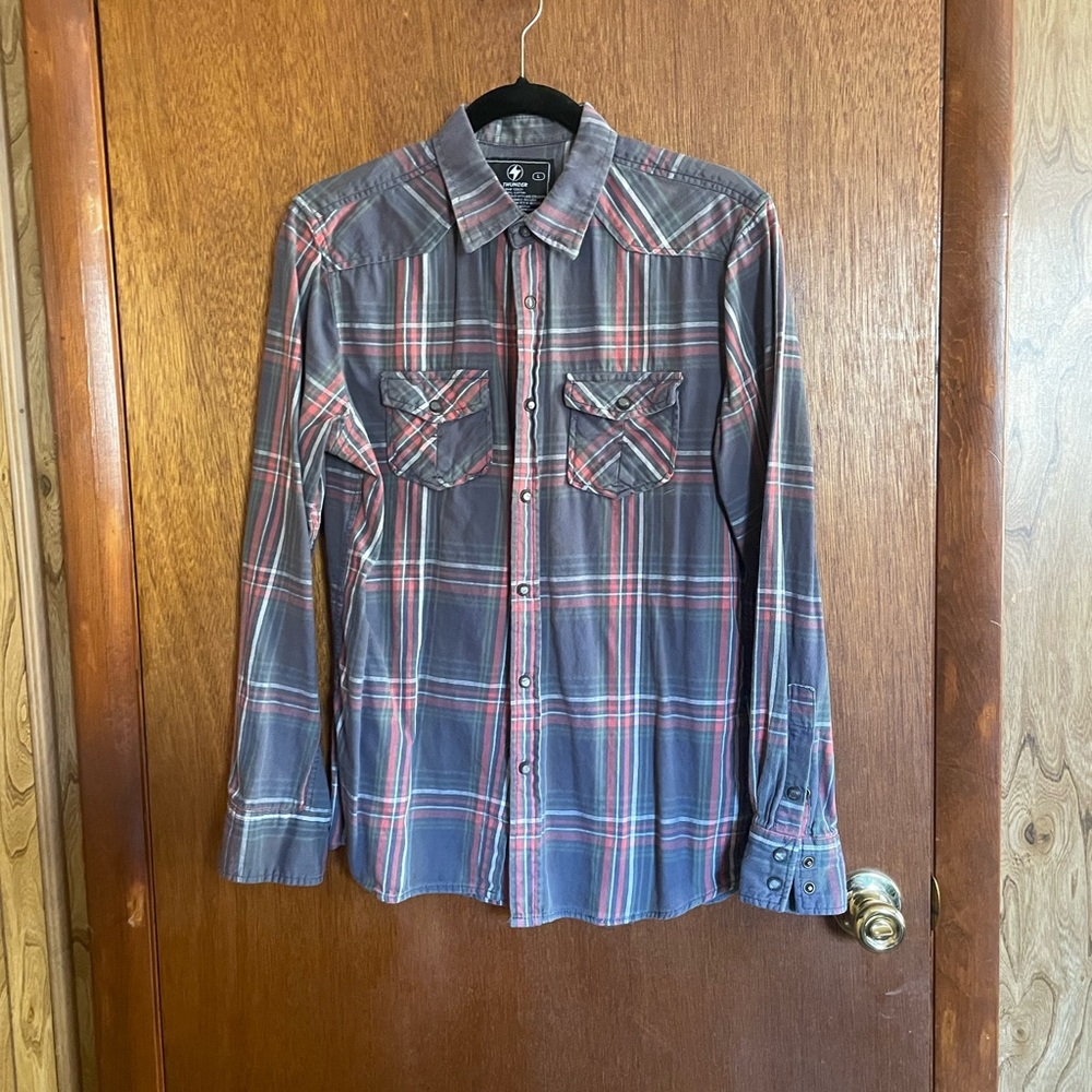 Plaid Button Down Snap Button Shirt